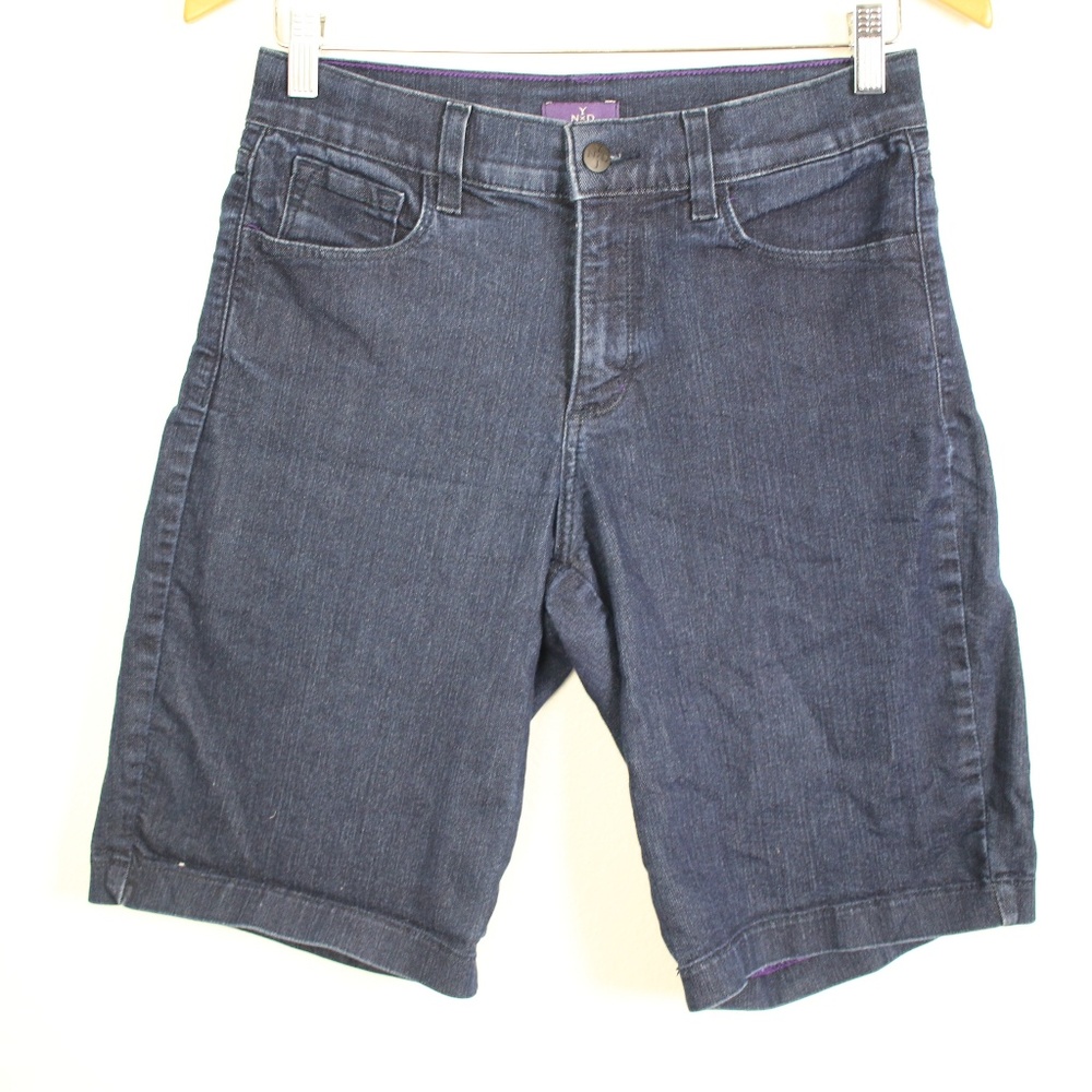 NYDJ Womens Shorts Dark Blue Denim Wash Bermuda